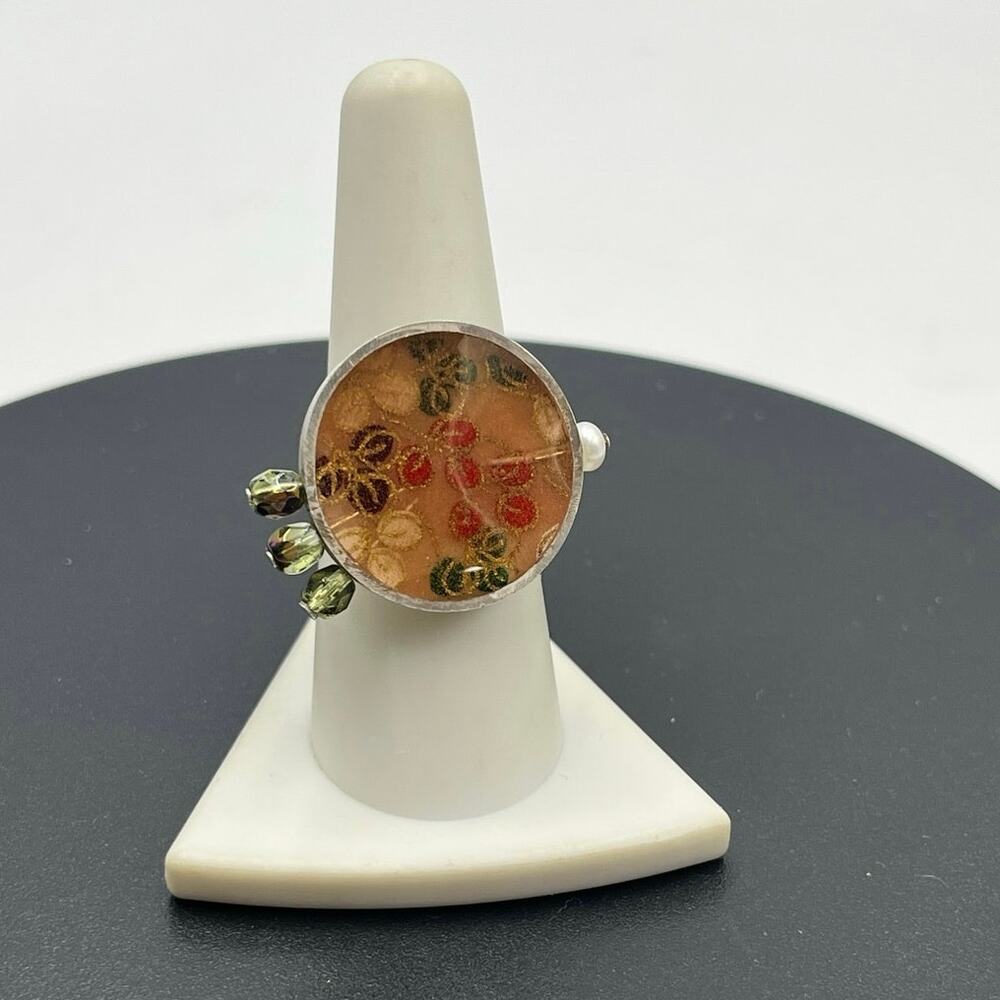 Vintage Mexican 925 Sterling Silver Pressed Flower Ring Signed AMIKO‎ #1341